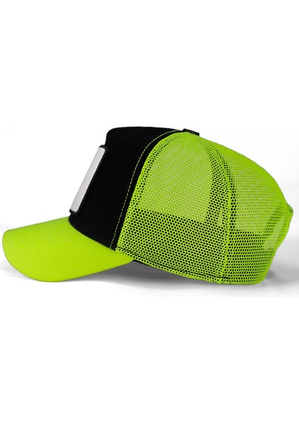 V1 Trucker Panter - 4 Kod Logolu Unisex Neon Siperli Neon-Siyah Şapka (Cap)