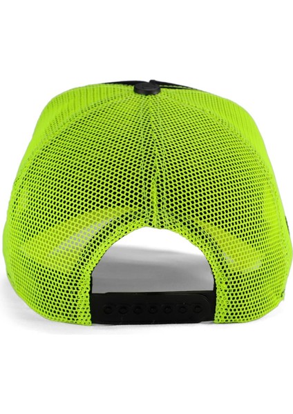 V1 Trucker Panter - 4 Kod Logolu Unisex Neon Siperli Neon-Siyah Şapka (Cap)