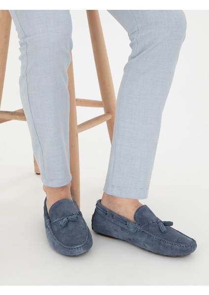 Erkek İndigo %100 Deri Loafer Ayakkabı 50287200-VR028