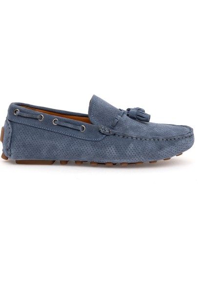 Erkek İndigo %100 Deri Loafer Ayakkabı 50287200-VR028