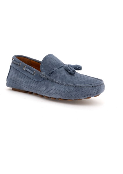 Erkek İndigo %100 Deri Loafer Ayakkabı 50287200-VR028