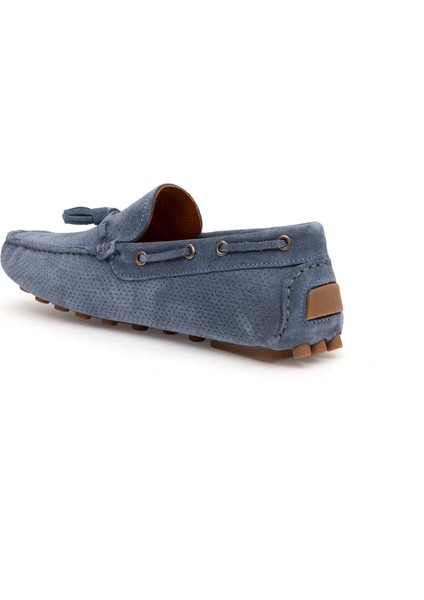 Erkek İndigo %100 Deri Loafer Ayakkabı 50287200-VR028