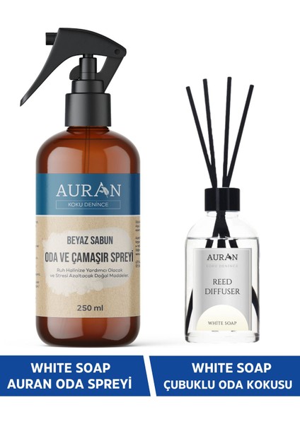 Beyaz Sabun Çubuklu Oda Kokusu Ve Beyaz Sabun Oda Ve Çamaşır Spreyi Oda Kokusu 2'li Favori Set