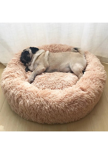 Kravat Boyası Yeşil Stil 50CM Köpek Pet Yatak Kulübesi Yuvarlak Kedi Kış Sıcak Köpek Evi Uyku Tulumu Uzun Peluş Süper Yumuşak Pet Yatak Köpek Yastık Mat Kedi Malzemeleri (Yurt Dışından) fırsatları