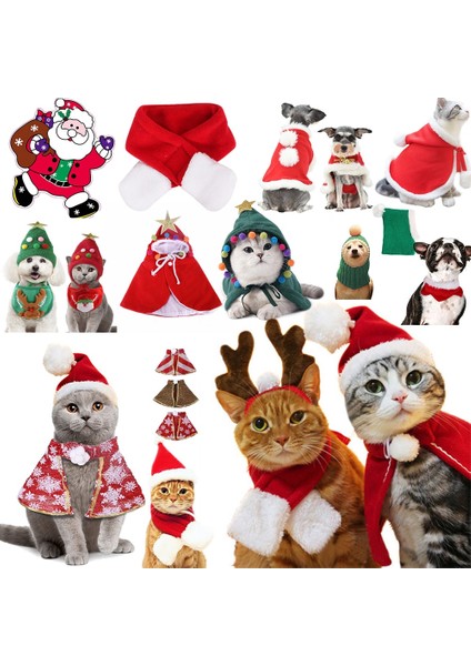 Longbangdian Shop Açık Yeşil Tarzı S Beden Ristmas Şapka Cadılar Bayramı Pet Kostüm Kedi Köpek Yavrusu Kostümleri Için Eşarp Hediye Yeni Yıl Noel Baba Kış Cosplay Cadılar Bayramı Cosplay (Yurt Dışından)