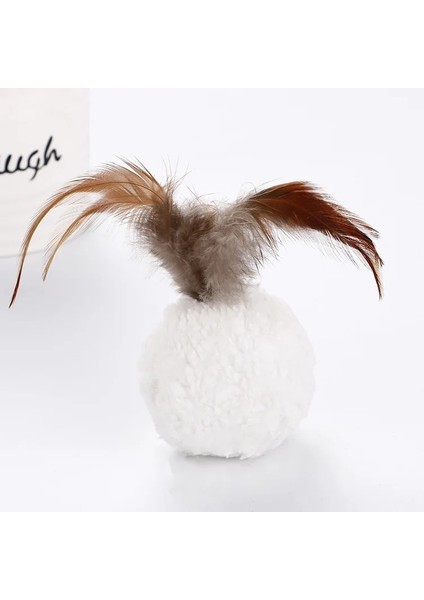 Beyaz Stil Kedi Peluş Oyuncak Catnip Peluş Top Şekli Tüy Oyuncak Çiğneme Sesi ile Kedi Aksesuarları Pet Yavru Azı Dişi Oyuncak Interaktif Evcil Hayvan Oyuncak (Yurt Dışından)