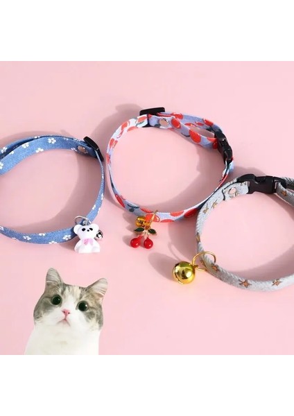 Gül Kırmızı Stili Denim Yavru Bronzlaştırıcı Kedi Yaka Çan Ayı Kiraz Gökkuşağı ile Ayarlanabilir 8 Çeşit Yeni Kolye Yavru Köpek Yaka Pet Malzemeleri (Yurt Dışından) fiyatları