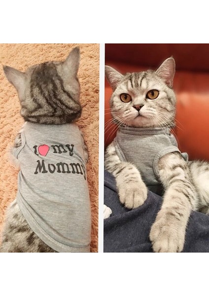 Gri Baba Tarzı L Beden Yeni Sevimli Kedi Giysileri Bahar Pet Yelek Giyim Kedi Modası Yaz Pet Ceket Baskılı Yelek Kostüm Komik Giyim Kedi Giyim (Yurt Dışından) modelleri