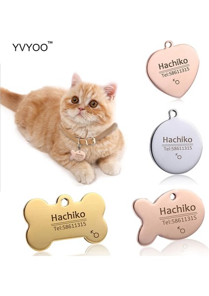 No.13 Tarzı L Beden Yvyoo Ücretsiz Gravür Paslanmaz Çelik Pet Kedi Tasması Aksesuarları Özelleştirilmiş Köpek Kedi Kimliği Etiketi Adı Telefon Çoklu Dil AA08 (Yurt Dışından) fiyatları