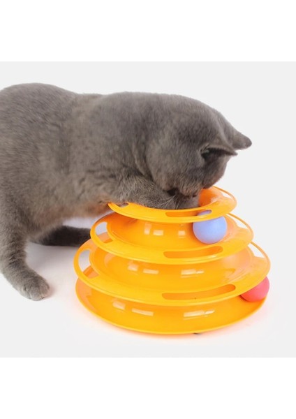 No.2 Tarzı Üç Seviye Evcil Hayvan Kedi Oyuncak Eğitim Eğlence Plakası Yavru Kule Parçaları Disk Kedi Zeka Eğlence Üçlü Disk Kedi Oyuncakları Top (Yurt Dışından) fırsatları