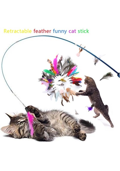 No.18 Tarzı Interaktif Kedi Tüy Oyuncak Tüy Teaser Çubuk Değnek Pet Geri Çekilebilir Tüy Çan Dolum Yavru Kedi Için Yedek Catcher Ürün (Yurt Dışından) fırsatları