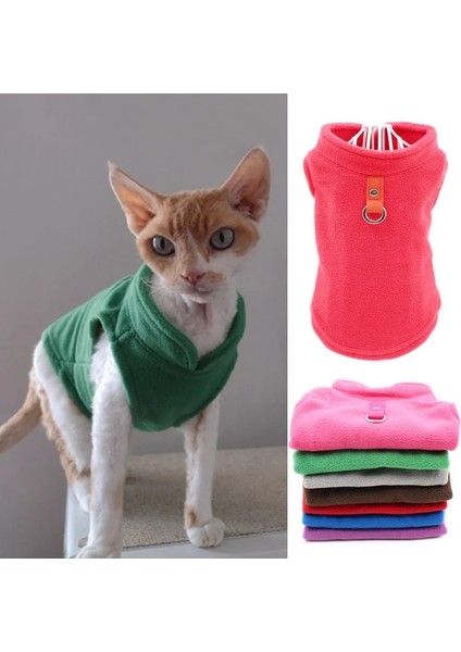 Mor Tarzı M Beden Katı Polar Kedi Giysileri Kış x Küçük Orta Kediler Için Kedi Yelek Koşum Yorkie Chihuahua Yavru Köpek Kazak Ceket (Yurt Dışından)