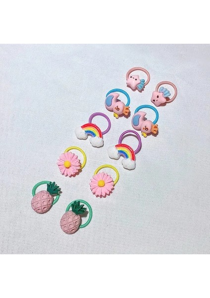 Pembe Tarzı 10 Adet Sevimli Bb Headdress Saç Halkası Lastik Bant Saç Aksesuarları Saç Kartı Teddy York Köpek Başparmak Lastik Bant Kedi Saç Halat (Yurt Dışından)