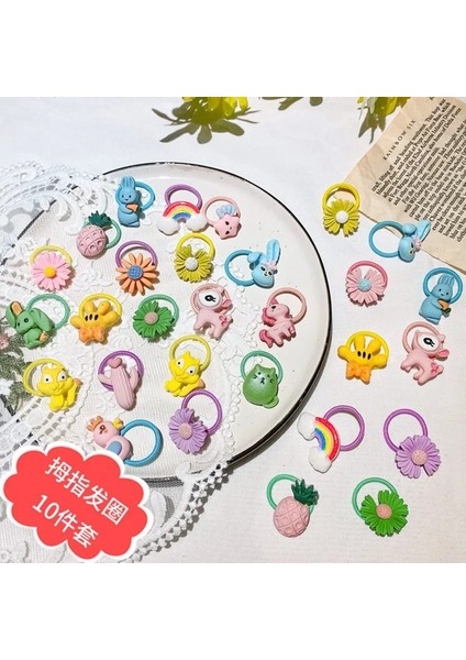 Pembe Tarzı 10 Adet Sevimli Bb Headdress Saç Halkası Lastik Bant Saç Aksesuarları Saç Kartı Teddy York Köpek Başparmak Lastik Bant Kedi Saç Halat (Yurt Dışından)