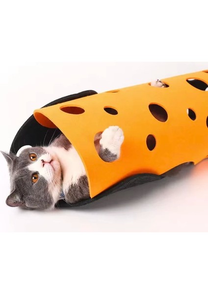 E Stili 22X102CM Keçe Pom Ekleme Delikleri Kedi Tüneli Deforme Edilebilir Yavru Kedi Yuvası Katlanabilir Köpek Yavrusu Oyun Tüpü Yıkanabilir Pet Koridor Oyuncak Interaktif Ev (Yurt Dışından)