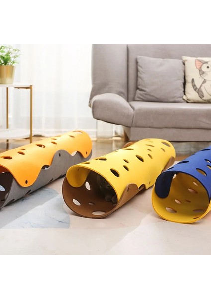 E Stili 22X102CM Keçe Pom Ekleme Delikleri Kedi Tüneli Deforme Edilebilir Yavru Kedi Yuvası Katlanabilir Köpek Yavrusu Oyun Tüpü Yıkanabilir Pet Koridor Oyuncak Interaktif Ev (Yurt Dışından)