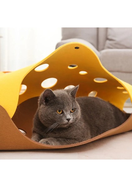 E Stili 22X102CM Keçe Pom Ekleme Delikleri Kedi Tüneli Deforme Edilebilir Yavru Kedi Yuvası Katlanabilir Köpek Yavrusu Oyun Tüpü Yıkanabilir Pet Koridor Oyuncak Interaktif Ev (Yurt Dışından)
