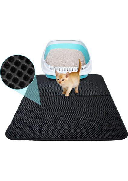 Siyah Stil 46X60M Pet Kedi Kumu Mat Eva Çift Katmanlı Kedi Kumu Trapper Paspaslar, Su Geçirmez Alt Kaymaz Pet Kum Kedi Mat Katmanlı Kattenmand (Yurt Dışından) fiyatları