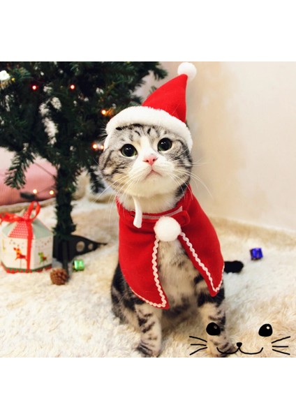 Pelerin Tarzı Pet Noel Giysileri Köpek Kedi Noel Noel Baba Cosplay Kostüm Festivali Sevimli Şapka Önlük Kedi Headdress Boynuz Headgear (Yurt Dışından) modelleri