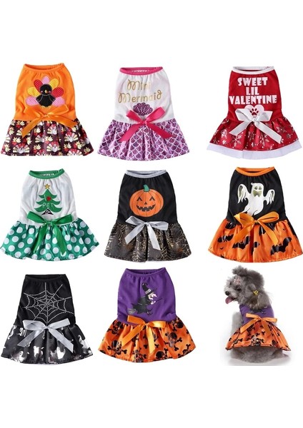 NO.125 Tarzı M Beden Komik Cadılar Bayramı Pet Kedi Küçük Köpek Giyim Için Elbiseler Cosplay Kedi Kostüm Noel Giydirme Etek Köpek Elbise Köpek Yavrusu Chihuahua (Yurt Dışından) fiyatları