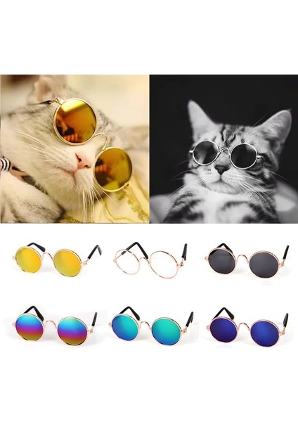 No.8 Stili Sevimli Vintage Yuvarlak Kedi Güneş Gözlüğü Pet Fotoğrafları Sahne Yansıma Gözlük Kediler Için Gözlük Küçük Köpek Pet Köpek Kedi Aksesuarları (Yurt Dışından) modelleri