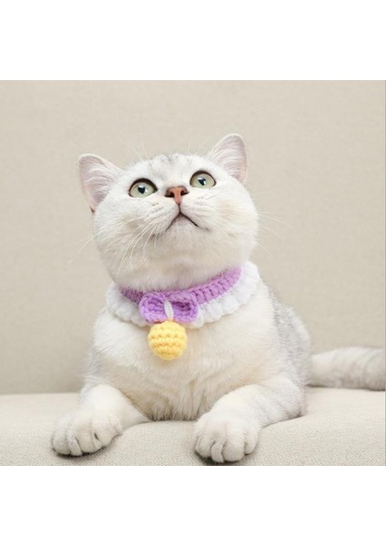 Pembe Stil 15-20CM Sevimli El Yapımı Örgü Kediler Yaka Küçük Köpekler Ilmek Papyon Chihuahua Yavruları Kolye x Yavru Yaka Aksesuarları (Yurt Dışından)