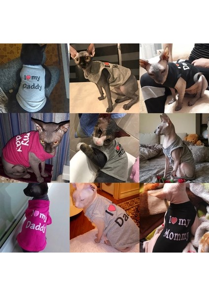 Siyah Baba Tarzı Xs Beden Sevimli Pamuk Anne Baba Küçük Kediler Için Pet Kedi Giysileri Yaz Yavru Kitty Gömlek Kedi Köpek Giyim Yelek Tshirt T-Shirt Kıyafet (Yurt Dışından) modelleri