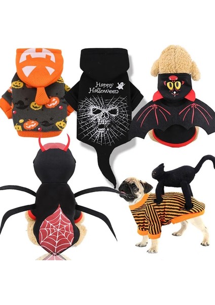 Siyah Kafatası Stili Xs Beden Cadılar Bayramı Kedi Kostüm Kabak Kafatası Örümcek Kediler Köpekler Için Cosplay Giysileri Sıcak Köpek Ceket Hoodie Polar Köpek Kış Ceket Giyim (Yurt Dışından) fiyatları