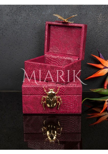 Miarik Design 2 Li Bordo Deri Kutu 8X16 10X20 cm