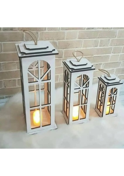 Ahşap Fenerlik Mumluk 3 Lü Set