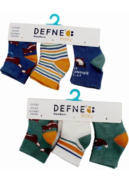 Defne Baby 6 Çift Newborn Erkek Yeni Doğan ve Bebek Çorabı 0-6 Ay