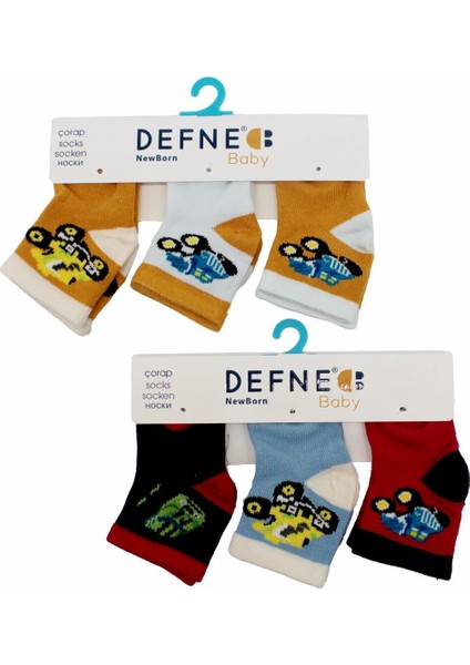 Defne Baby 6 Çift Newborn Erkek Yeni Doğan ve Bebek Çorabı 0-6 Ay