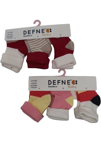 Defne Baby 6 Çift Newborn Kız Yeni Doğan ve Bebek Çorabı 0-6 Ay