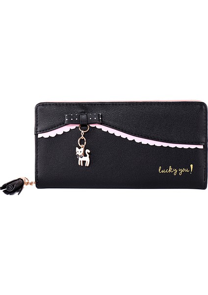 Kadın Püskül Fermuar Kolye Kedi Orta Boy Cüzdan (Yurt Dışından)