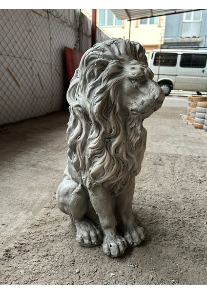 Dekoratif 53CM Gri Aslan Heykeli Bahçe Dekorasyonu Biblo