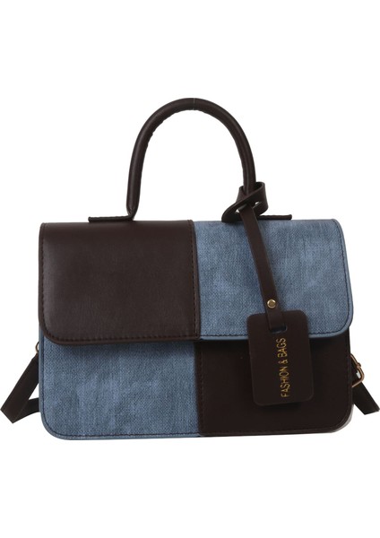 Niş Tasarım Dikiş Kontrast Renkli Küçük Kare Çanta Kadın Dokusu Basit Crossbody Çanta Moda Omuz Çantası (Yurt Dışından)