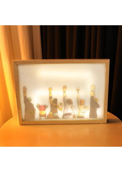 One Piece Usbli LED Işık Boyama Dekoratif Ahşap Çerçeve