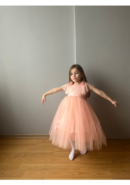 Güllü Prenses Kız Çocuk Abiye Somon