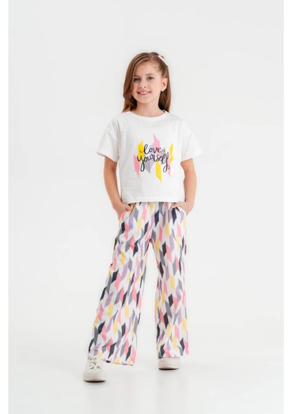 Kız Çocuk Love Baskılı Bisiklet Yaka 5/12 Yaş Takımı