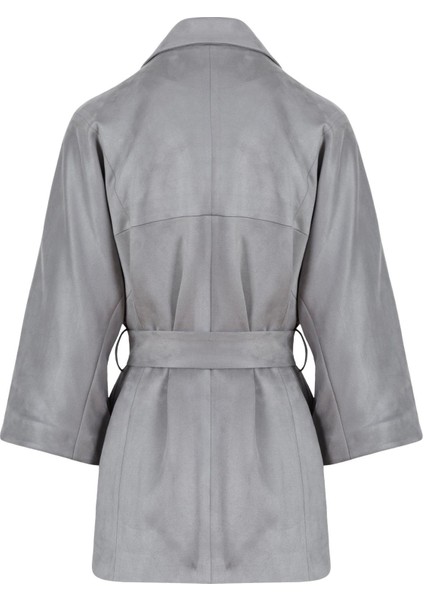 Süet Kuşaklı Kimono - Gri fiyatları