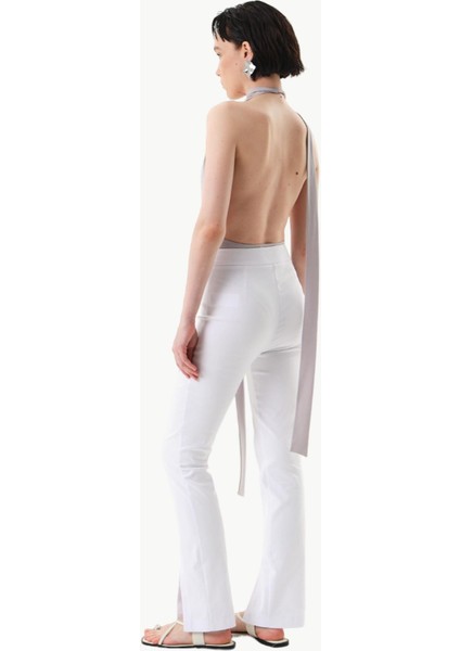 Paçası Yırtmaç Detaylı Skinny Pantolon - Beyaz modelleri