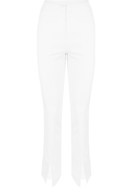 Paçası Yırtmaç Detaylı Skinny Pantolon - Beyaz fırsatları