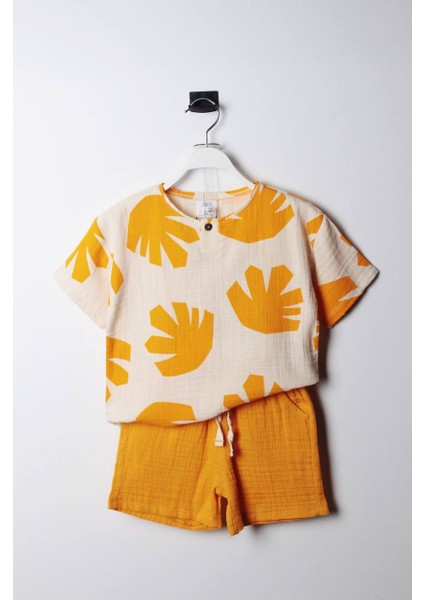 Erkek Çocuk Palmiye Desenli Müslin Şortlu Takım fiyatları