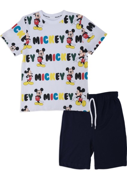Erkek Çocuk Mickey Mouse Baskılı Yazlık 2'li Alt Üst Şort Takım