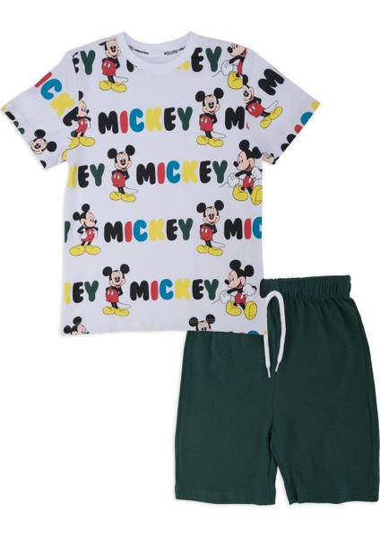 Erkek Çocuk Mickey Mouse Baskılı Yazlık 2'li Alt Üst Şort Takım