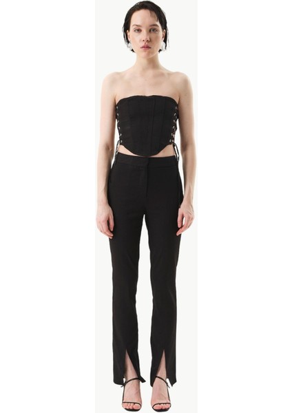 Paçası Yırtmaç Detaylı Skinny Pantolon - Siyah fiyatları