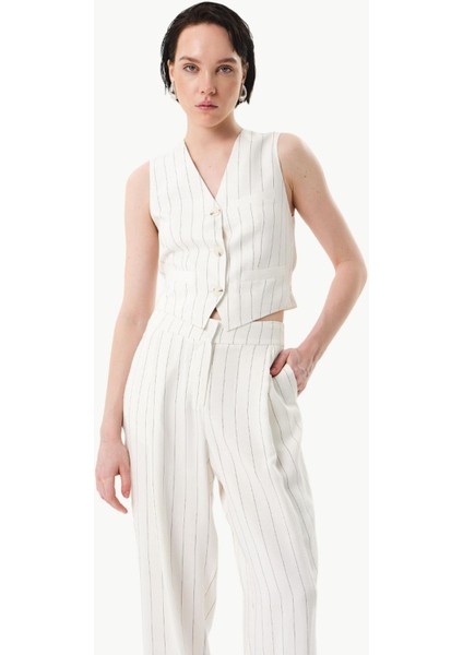 Bol Paça Dökümlü Viskon Pantolon - Çizgili fiyatları