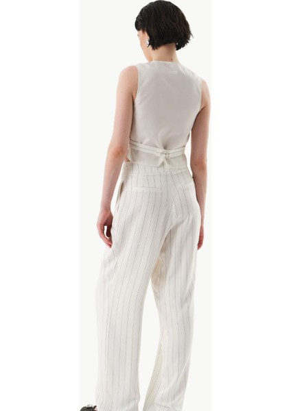 Bol Paça Dökümlü Viskon Pantolon - Çizgili fırsatları