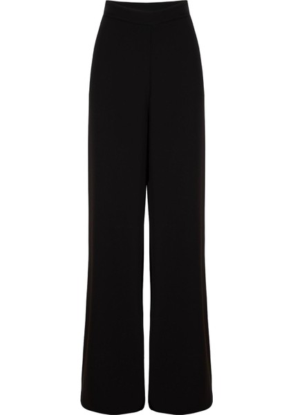 Geniş Paça Krep Pantolon - Siyah