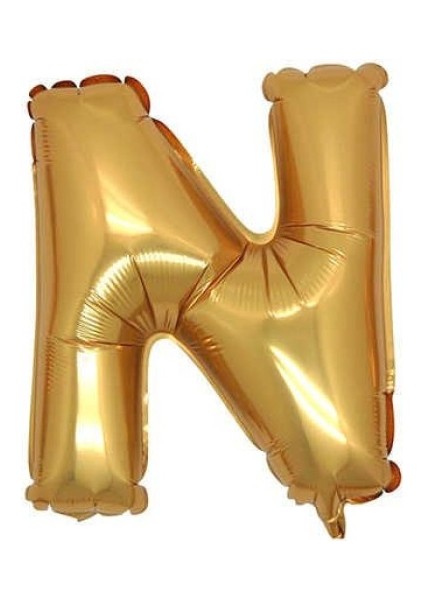 N Harf Altın Folyo Balon 34 Inc 80 cm
